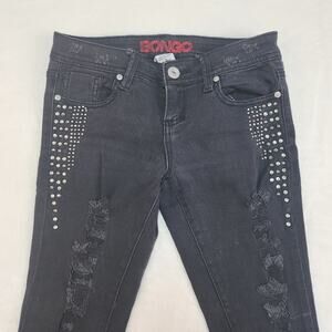 Vintage Y2k Emo Scene Black Jeans Womens 3 28 Studded Ripped BONGO Skinny Goth